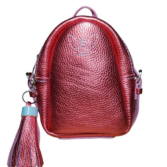 Handcrafted Genuine Leather Little Girls Backpack Pink - Picture 1 of 6